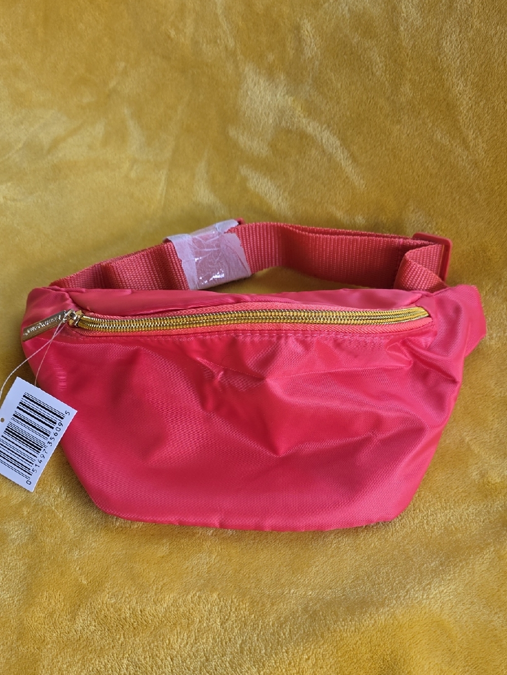 Neutrogena Bright Pink Crossbody Belt Bag with Gold Zipper